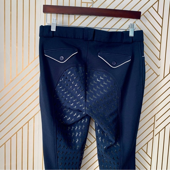 Huntington Equestrian Ventilated Silicone Full Seat Grip Breeches Navy Size 14 - Picture 9 of 11